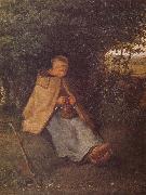 Shepherdess sewing the sweater Jean Francois Millet